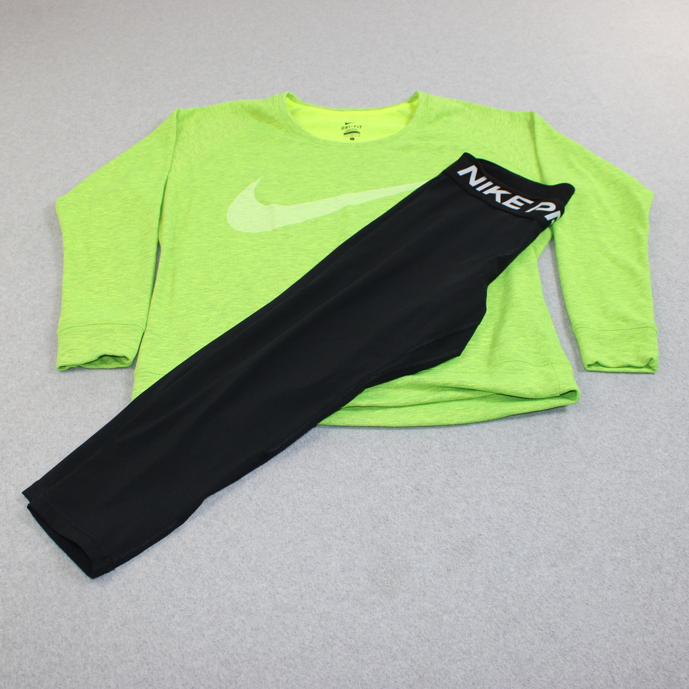 Nike Pro Dri-Fit Sweatshirt Legging Woman Large Green Running Train Athleisure